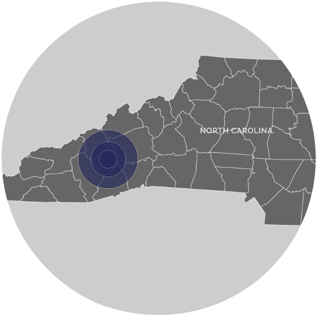 Map of the Western North Carolina counties Stephenson Pest Control serves
