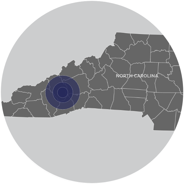 Map of the six Western North Carolina counties Stephenson Pest Control serves