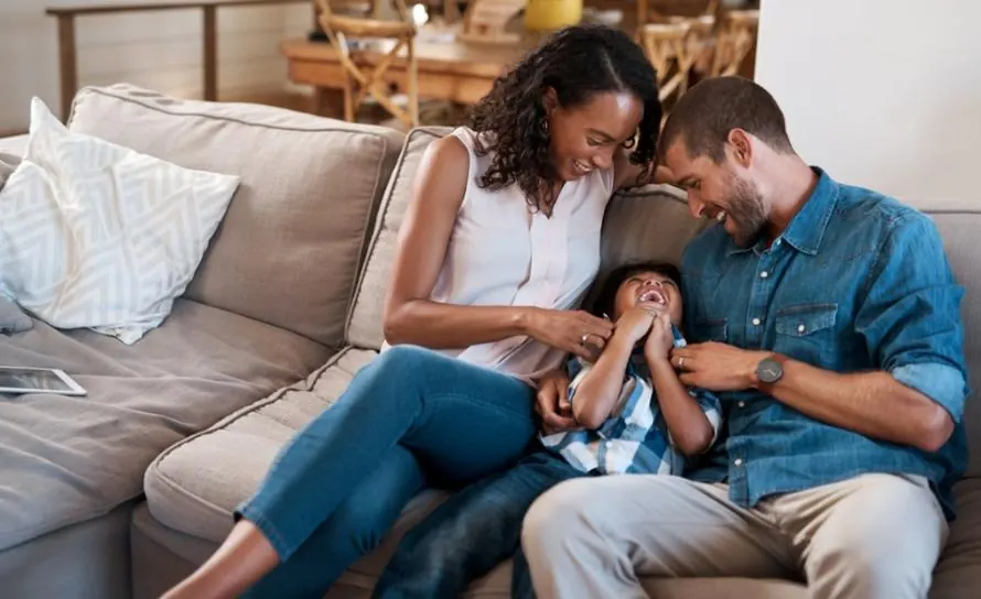 Family relaxing together at home